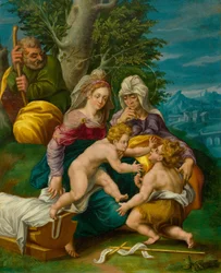 Sainte Famille avec Élisabeth et le jeune Saint Jean-Baptiste dans un paysage